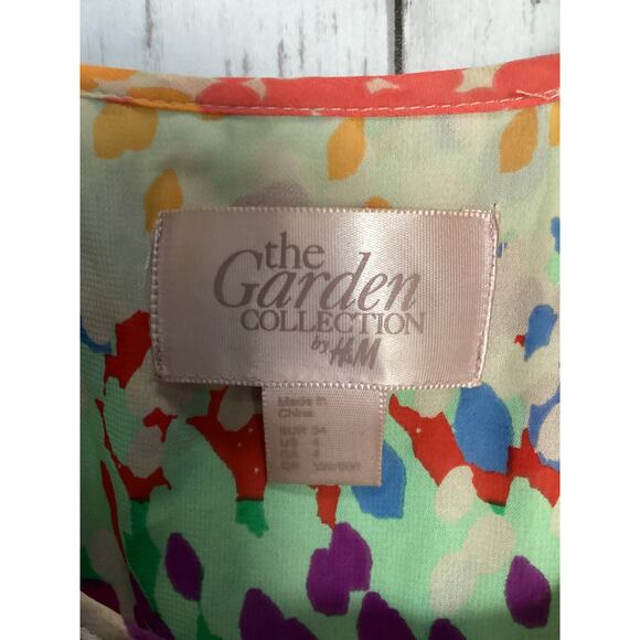 H&M Garden Collection Floral Elastic Waist Tie Dress US Size 4 Women - Picture 2 of 7